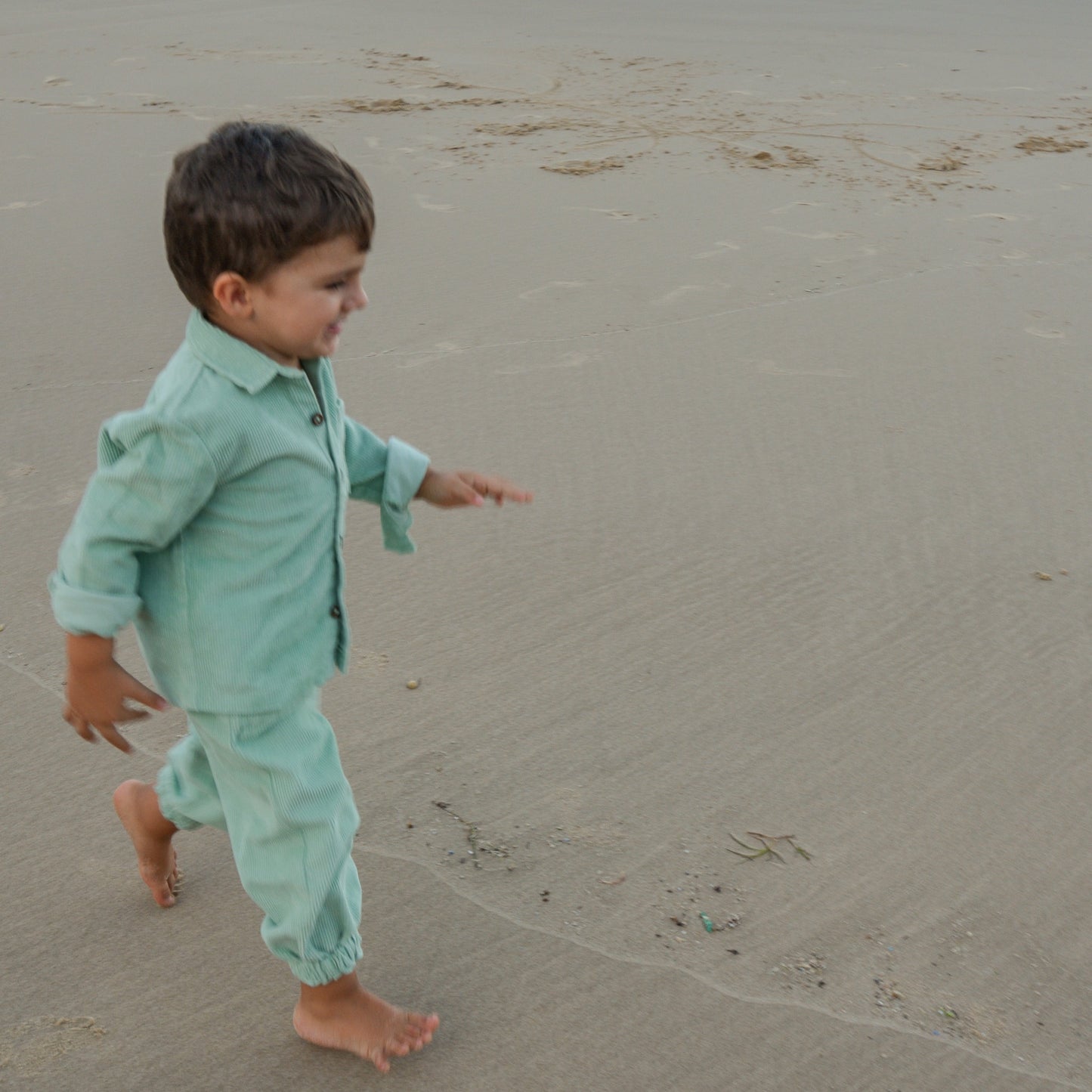 Gots certified organic cotton, ethical and sustainable fashion for babies and toddler, ocean green, reef-friendly fashion, Australian small business, corduroy for babies, toddler pants, pants for tall baby, pants for baby with long legs