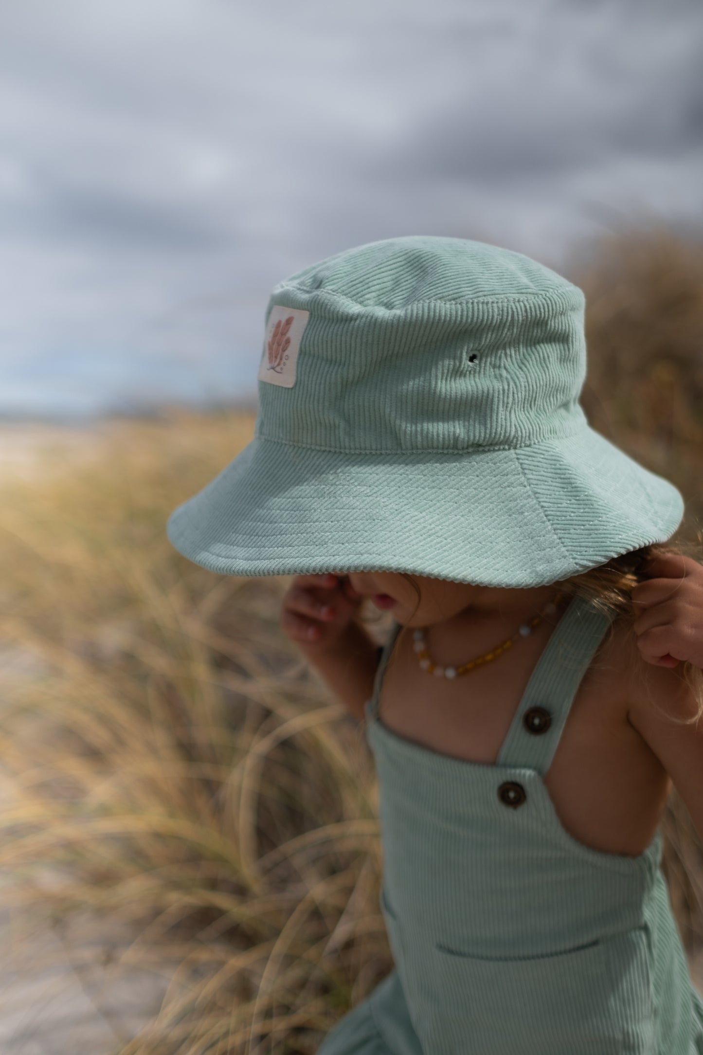 Gots certified organic cotton, ethical and sustainable fashion for babies and toddler, ocean green, reef-friendly fashion, Australian small business, baby bucket hat