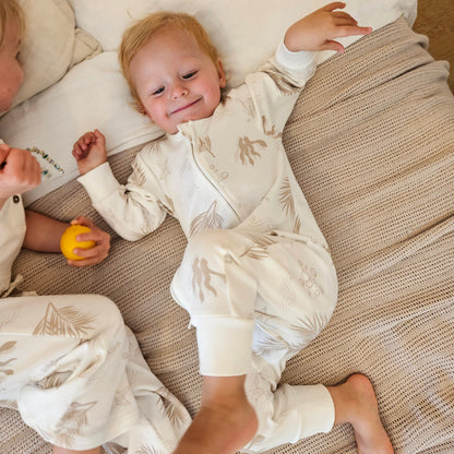 Gots certified organic cotton, ethical and sustainable fashion for babies and toddler, gender neutral, reef-friendly fashion, Australian small business , green reef co, minimalistic fashion, capsule wardrobe for toddler, summer capsule, baby romper with stripes and reef prints, lightweight, breathable cotton, organic cotton zip suit, growsuit for, romper for babies